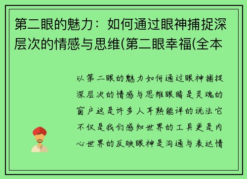 第二眼的魅力：如何通过眼神捕捉深层次的情感与思维(第二眼幸福(全本) 小说)